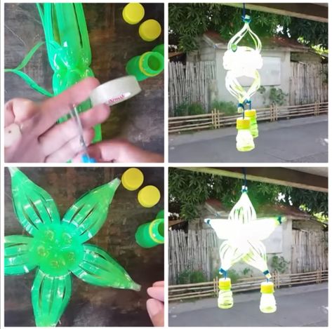 Plastic Bottle Lantern, Parol Making, First Christmas Diy, Christmas Parol, Bottle Lantern, Recycling Plastic Bottles, Star Making, Diy Lantern, Recycling Plastic