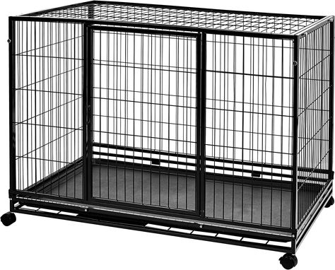 $323.51 AmazonBasics Heavy Duty Stackable Pet Kennel with Tray, 121.92 CM Portable Dog Crate, Metal Dog Cage, Heavy Duty Dog Crate, Best Cat Litter, Pet Travel Carrier, Cool Dog Houses, Cat Litter Tray, Dog Stairs, Winter Puppy