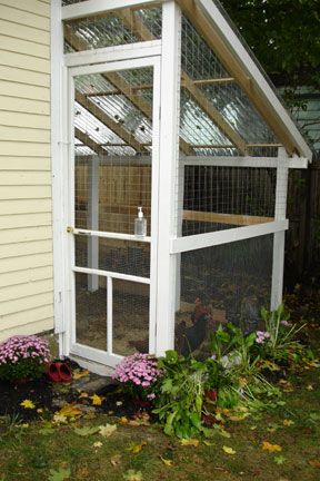 Our Garage Coop | BackYard Chickens - Learn How to Raise Chickens Chicken Coop Attached To Greenhouse, Chicken Coop Behind Garage, Chicken Coop Under Deck, Lean To Chicken Coop Ideas, Lean To Chicken Coop, Clear Roofing, Greenhouse Storage, City Chickens, Roof Idea