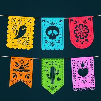 Mexican Bunting, Mexican Restaurant Decor, Den Mrtvých, Mexican Culture Art, Halloween Arts And Crafts, Mexican Party Theme, Mexican Designs, Mexican Party, Paper Crafts Origami