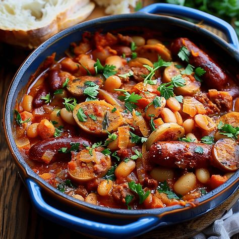 Delicious Sausage and Bean Casserole with rice, black beans, salsa, and cheddar cheese. Perfect for a hearty meal. Sausage And Beans Soup, Sausage Casseroles, Sausage And Beans, Sausage And Bean Casserole, Casserole With Rice, Rice Black Beans, Rice And Beans Recipe, Hearty Meal, Bean Casserole