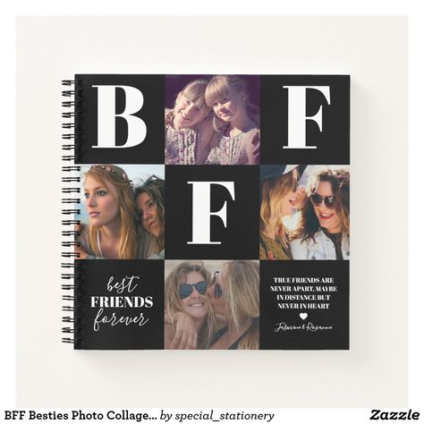 Bff Books, Bestie Book, Friend Presents, Foto Best Friend, Top Gifts For Kids, Collage Black, Friends Quote, Friend Scrapbook, Black Notebook