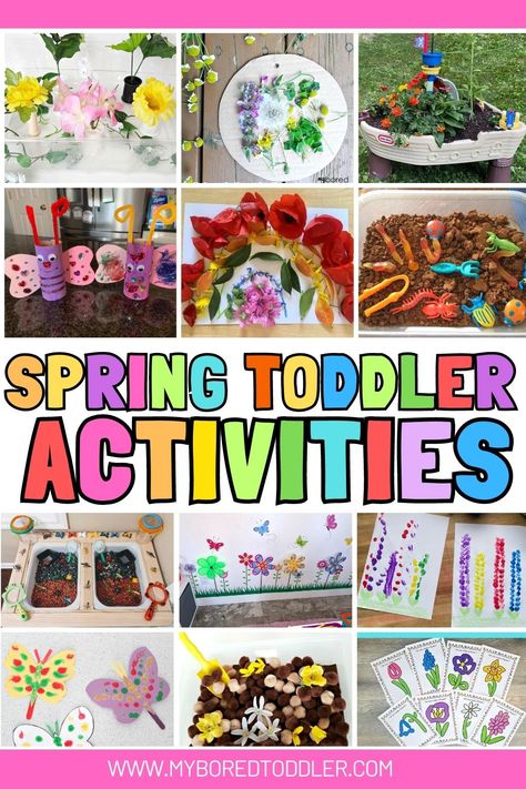 Spring Toddler Activities - Easy Spring themed activity ideas for 1 year olds, 2 year olds, 3 year olds and 4 year olds. Activities and Crafts to do at home. Spring Toddler Activities, Spring Activities For Toddlers, Toddler Spring Activities, Spring Toddler Crafts, Flower Vase Crafts, Spring Crafts Preschool, School Toys, Spring Toddler, Toddler Painting