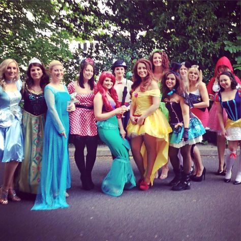 Walt Disney Hen Party Fancy Dress Bachelorette Costumes Princess Little Mermaid Belle Ariel Elsa Anna Frozen Snow White Mad Hatter Mary Poppins Mickey & Minnie Mouse Cinderella Little Red Riding Hood Alice in Wonderland Beauty & the Beast Tinkerbell Disney Hen Party Ideas, Princess Bachelorette Party, Disney Fancy Dress, Hen Party Fancy Dress, Bachelorette Lingerie Party, Disney Bachelorette Parties, Disney Princess Wedding Dresses, Lingerie Bachelorette, Hens Party Themes