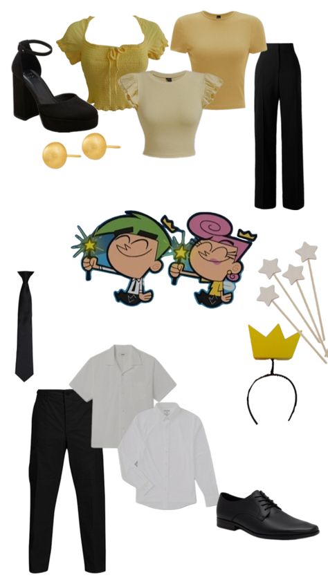 Cosmo Wanda Costume, Wanda Costume, Cosmo And Wanda Costume, Cosmo Wanda, Cosmo And Wanda, Halloween Outfits, Wearing Dress, Cartoon Characters, Halloween