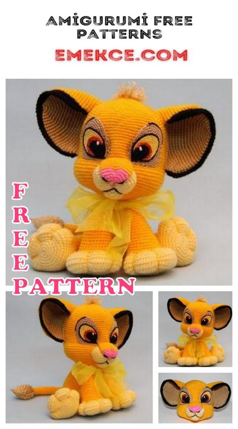 Amigurumi The Lion King Simba Free Crochet Pattern Roi Lion Simba, Disney Crochet, The Lion King Simba, Disney Crochet Patterns, Crochet Toys Free Patterns, Crochet Lion, Crochet Dog Patterns, Crochet Toys Free, Crochet Afghan Patterns Free