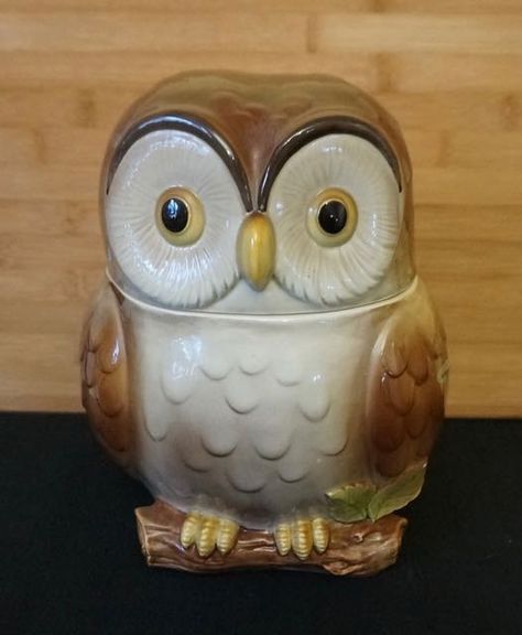 Ceramic Owl Cookie Jar By Otagari Japan 1981 by ARTSTUDIObyLES Owl Kitchen Decor, Owl Pottery, Owl Cookie Jar, Owl Kitchen, Cookie Jars Vintage, Easter Egg Painting, Ceramic Owl, Cookie Jars, Cookie Jar