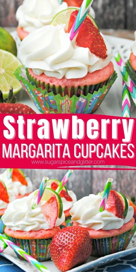 Tequila Cupcakes, Strawberry Margarita Cupcakes, Tequila Pineapple, Boozy Cupcakes Recipes, Salty Tart, Strawberry Tequila, Cocktails Vodka, Cocktail Cupcakes, Infused Cupcakes