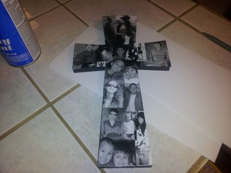 Mod Podge Cross with pics of all close friends he is getting confirmed with Faith Project Ideas For Confirmation, Confirmation Faith Projects, Confirmation Project Ideas, Class Auction Projects, Catholic Confirmation, Confirmation Party, Christmas Presents For Friends, First Communion Party, Diy Christmas Presents