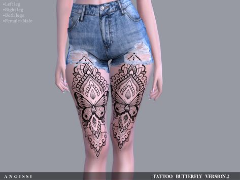 ANGISSI-Tattoo Butterfly-version2 Sims 4 Cc Tattoos, Sims 4 Cc Hair, Sims 4 Tattoos, Charm Bracelet Watch, Sims Baby, Tattoo Butterfly, Skin Details, 4 Tattoo, Sims 4 Body Mods