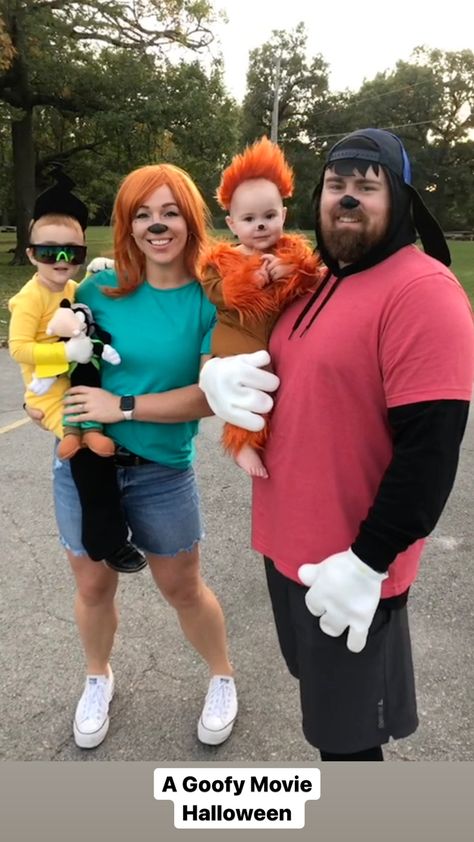 Costumes, goofy movie Goofy Movie Family Costume, Funny Family Costume Ideas For 4, The Goofy Movie Costume, Max And Roxanne Costume, Goofy Movie Costume, Powerline Goofy Movie, Funny Family Costumes, Matching Family Halloween Costumes, Max And Roxanne