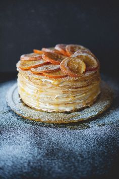 Gluten-Free (or not) Crepe's Suzette cake Mille Crepe Cake, Crepe Cake Recipe, No Bake Vanilla Cheesecake, Savoury Slice, Hungarian Desserts, Gluten Free Crepes, Crepe Suzette, Pastry Cream Filling, Pancake Cake