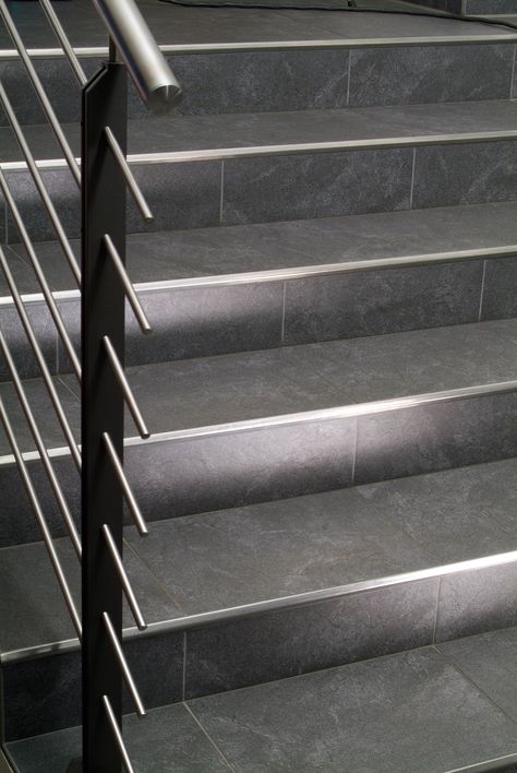 #Blanke #StairNose gives a #modern "edge" to your #tiled #stair #design. Blanke's stair #nosing product combines #function, design & #quality! Available through #MidAmericaTile. Ceramic Stairs Modern, Outdoor Stairs Tiles Design, Outdoor Stair Tiles, Staircase Tiles Design Modern, Stairs Tiles Design Modern, Stair Tiles Ideas, Ceramic Stairs, Staircase Tiles Design, Tile Stair Nosing