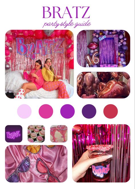 Bratz Aesthetic Decor, Bratz Birthday Party Ideas Decoration, Brats Birthday Theme, Bratz Bachelorette Party, Bratz Party Theme, Best Y2k Outfits, Bratz Party Decorations, Bratz Themed Birthday Party, Bratz Birthday Party Ideas