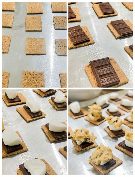 S’mores Cookies Recipe Easy, S’mores Chocolate Chip Cookie Bars, Chocolate Chip Cookies Smores, S’mores With Cookie Dough, What To Do With Chocolate Chip Cookie Dough, S’mores Chocolate Chip Cookies Easy, Cookie Smores Recipe, Cookie Dough Uses, S’mores Chocolate Chip Cookie