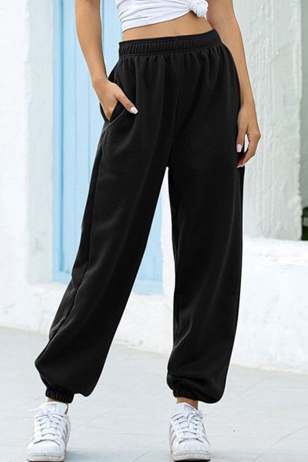 Wholesale Pants & Culotte, Cheap Black Casual Loose High Waist Jogger Sweatpants Online Joggers Pattern, Pants Decoration, Women's Joggers, Black Mermaid Dress, Plus Size Summer Fashion, Joggers Women, Sweatpants Women, Sweatpants With Pockets, Winter Model