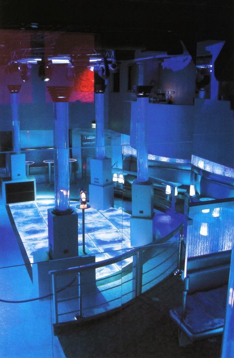 90s Interior Design, Water Projection, Futuristic Party, 90s Interior, The Four Elements, Retro Interior Design, Projection Screens, Blue Y2k, Four Elements