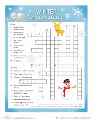 Winter The Holiday Season Fifth Grade Puzzles & Sudoku Vocabulary Worksheets: Winter Crossword Winter Crossword, Christmas Crossword, Seasons Worksheets, Holiday Worksheets, Word Challenge, Christmas Reading, Christmas Worksheets, Christmas Puzzle, Printables Free Kids