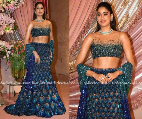 Jahnvi Kapoor Lehenga, Janhvi Kapoor Lehenga, Lehenga Blue, Indian Fits, Jahnvi Kapoor, Faraz Manan, Jhanvi Kapoor, Sanya Malhotra, Peacock Dress