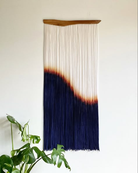 Wool Wall Art, Macrame Board, Dyed Macrame, Fiber Wall Art, Wood Wall Art Diy, Art Essentials, Wall Hanging Macrame, Blue Yellow Orange, Mexican Decor