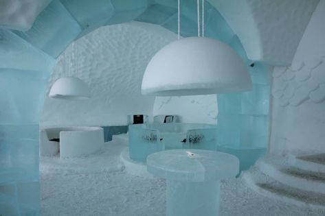 Photo Gallery: Sweden's Ice Hotel | Halfway Anywhere Ice Set Design, Water Ice, Ice Bar, Ice Hotel Sweden, Castle Bed, Ice Palace, Chill Zone, Ice Hotel, Ice Bars