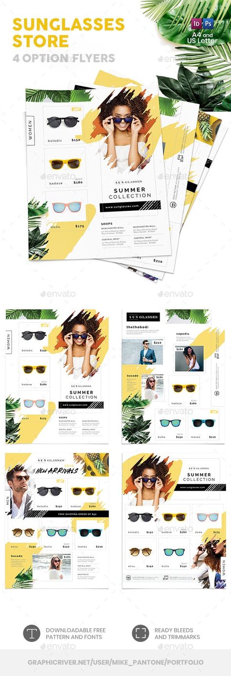 Sunglasses Store Flyers – 4 Options - Commerce Flyers #Sunglasses #Store #fashion #style Store Flyers, Fitness Flyer, Restaurant Flyer, Sunglasses Store, Christmas Flyer, Business Articles, Catalog Design, Party Flyer, Glasses Case