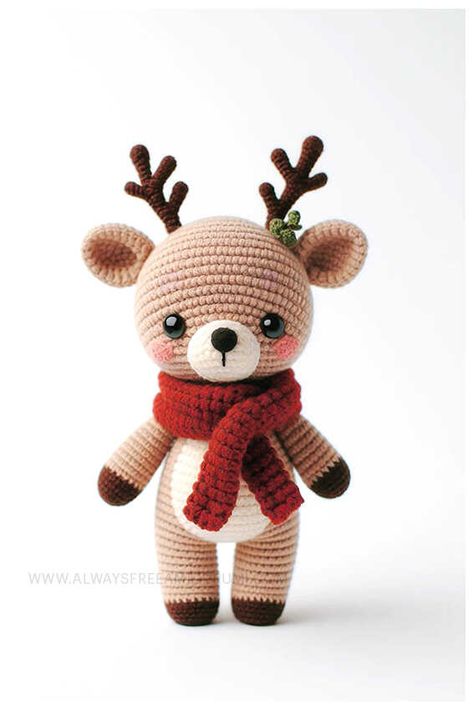 Crochet Deer Amigurumi Free Pattern Crochet Deer Pattern Free, Crochet Reindeer Pattern Free, Deer Amigurumi Free Pattern, Crochet Deer Pattern, Deer Crochet Pattern, Deer Amigurumi, Crochet Reindeer, Crochet Deer, Crochet Plushie