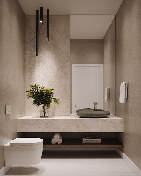 Powder Toilet Ideas, Powder Room Contemporary Design, Modern Contemporary Toilet Design, Bathroom Vanity Minimalist, Powder Toilet Design Modern, Ultra Modern Powder Room, Powder Room Luxury Modern, Wow Powder Room Ideas, Powder Bathroom Interior Design