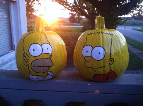 The Simpsons Pumpkin Carving Simpsons, Homer Simpson Pumpkin, Simpsons Pumpkin, Simpsons Halloween, Creative Pumpkin Painting, Pumpkin Decorating Contest, Painting Pumpkins, Pumpkin Carving Designs, Halloween Pumpkin Designs