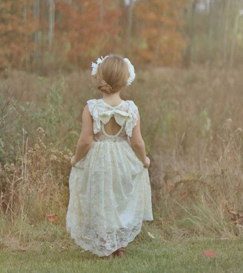 This stunning ivory lace flower girl dress is made from the softest ivory lace. Delicate lace flutter sleeves make this dress feel so whimsical. Childrens Bridesmaid Dresses, Vintage Flower Girl Dresses, Lace Baby Dress, Country Flower Girls, Vintage Flower Girl, Vintage Flower Girls, Rustic Flower Girl, Flower Girl Dresses Vintage, Rustic Flower Girl Dress