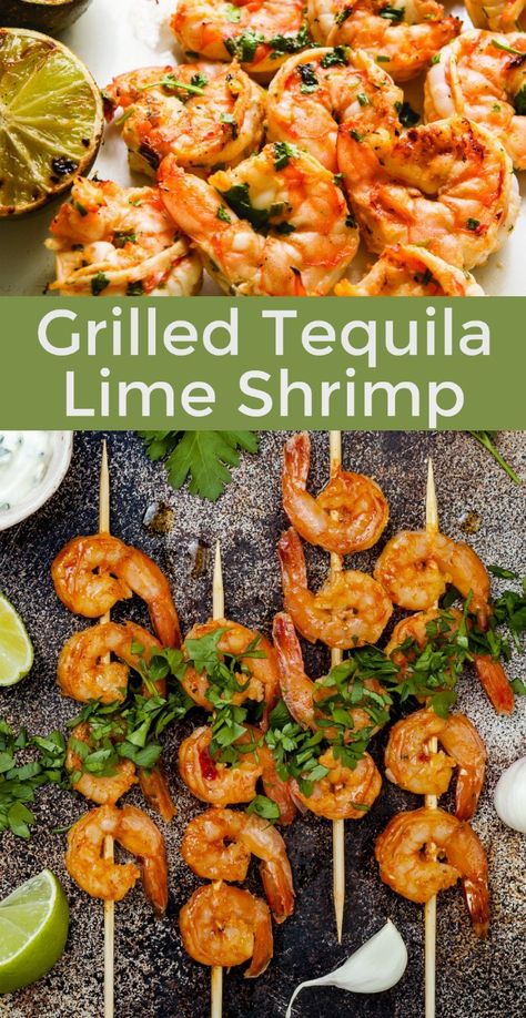 Grilled Tequila Lime Shrimp Tequila Shrimp Recipe, Tequila Shrimp, Tequila Lime Shrimp, Food Set Up, Grilled Roast, Lime Shrimp, Pescatarian Recipes, Summer Grilling, Roasted Peppers