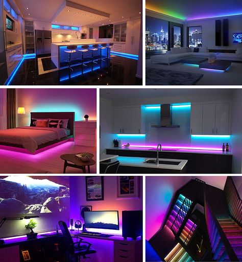 Small Game Rooms, Led Lighting Bedroom, Video Game Room Design, Neon Room, Bedroom Setup, Led Light Strip, Gaming Room Setup, Gamer Room, Cinema Room