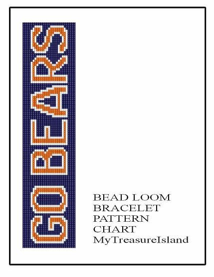 Chicago Bears Bracelet Go Bears Bead Loom Sports Bracelet Pattern PDF Chicago Beats, Team Bracelets, Plastic Canvas Books, Beaded Banners, Beaded Things, Square Stitch, Bead Loom Pattern, Loom Bracelet Patterns, Sports Bracelet