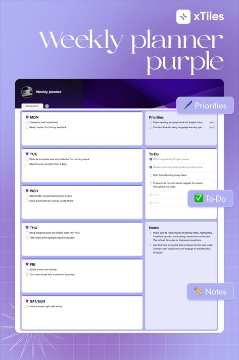Xtiles Template Free, Xtiles Template Aesthetic, Xtiles Template, Student Planner Organization, Free Weekly Planner, Science Quiz, Simple Weekly Planner, Life Planner Organization, Weekly Planner Free