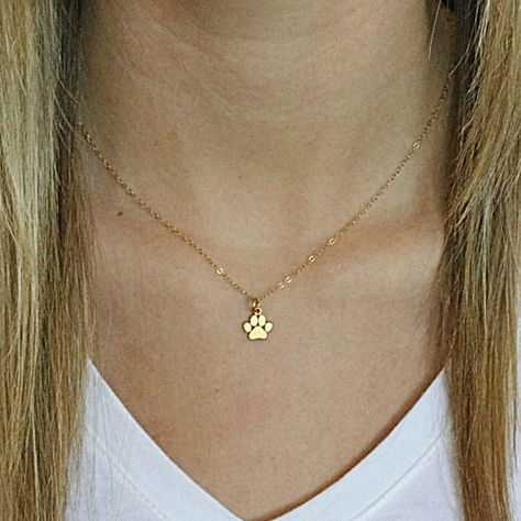 Cat Paw Necklace, Tiny Paw Print, Pear Shaped Diamond Necklace, Paw Print Pendant, Dog Lover Jewelry, Lovers Jewelry, Paw Necklace, Pet Memorial Necklace, Pet Jewelry