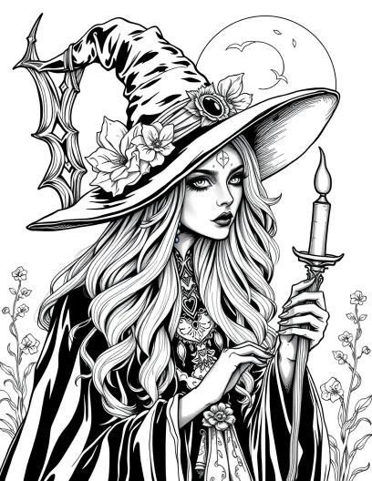 🧙‍♀️🔮 Get mystical with our Goth Witch Coloring Pages! 🧙‍♀️🔮 These dark and mysterious illustrations are perfect for kids and adults who love fantasy and the supernatural. Download and print our exclusive designs, and let your creativity cast a spell of darkness! ✨ Share your artwork with us and tag a friend who loves to color! 🎨👫 #GothWitchColoring #FantasyColoring #DarkMagic Goth Coloring Pages Free Printable, Wiccan Coloring Pages, Witch Drawing, Fantasy Coloring Pages, Witch Coloring Pages, Halloween Figures, Pumpkin Coloring Pages, Dragon Coloring Page, Dark And Mysterious