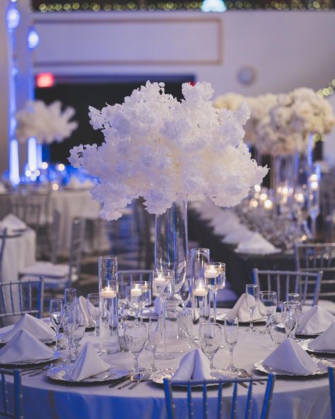 Wedding Centerpieces Cherry Blossoms, White Cherry Blossom Centerpiece, White Cherry Blossom Wedding Decor, White Cherry Blossom Wedding, Blue Nikkah, Cherry Blossom Wedding Decor, Cherry Blossom Centerpiece, Nikkah Decor, Ryan Jones