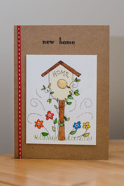 Watercolour New Home Card, Housewarming Cards Diy, New Home Cards Handmade Watercolour, New Home Card Ideas, Housewarming Cards, Welcome Home Cards, Moving House Card, Realtor Cards, Diy Pop Up Cards