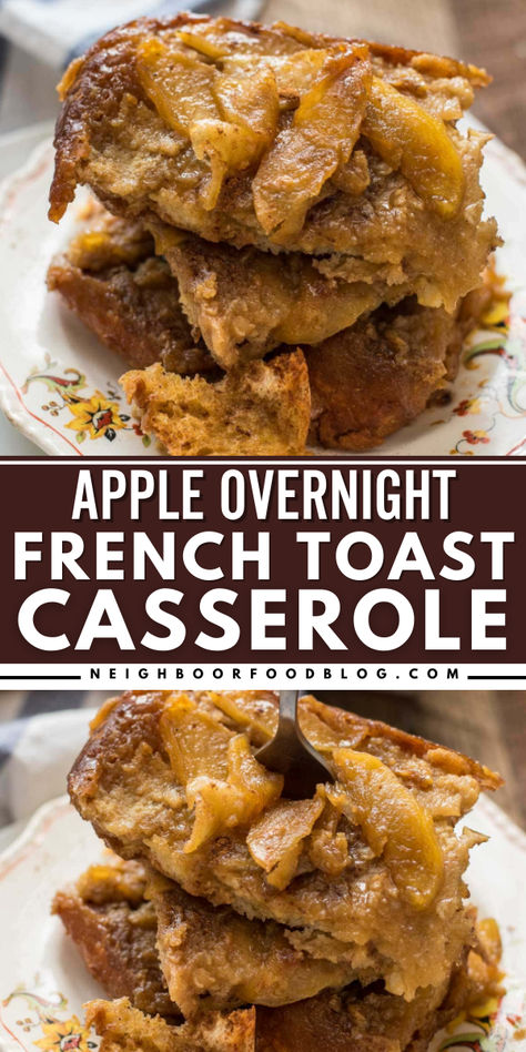 Looking for more homemade treats for Mother's Day? This Apple Overnight French Toast Casserole starts with baked French toast with cinnamon-spiced bread layered on top of apple slices. Add this breakfast casserole to your Mother's Day brunch ideas! Overnight Cinnamon Apple French Toast, Overnight Apple French Toast Casserole, Healthy Overnight French Toast Bake, Apple French Toast Bake Overnight, Apple French Toast Casserole Overnight, Apple Desert, Apple French Toast Bake, Spiced Bread, Overnight French Toast Casserole