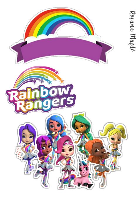 Rainbow Rangers Birthday Party, Rainbow Rangers Cake, Rainbow Ruby Cake Topper Printable, Rainbow Topper Printable, Power Ranger Cupcakes Toppers, Retro Birthday Parties, Power Rangers Samurai, Retro Birthday, Birthday Party Printables