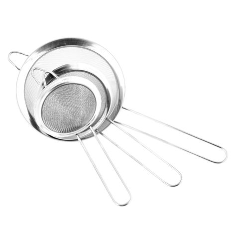 U.S. Kitchen Supply  Set of 3 Premium Quality Extra Fine Twill Mesh Stainless Steel Conical Strainers  3 4 and 5.5 Sizes  Chinois to Sift Strain Drain and Rinse Vegetables Pastas and Teas ** Visit the image link more details. (This is an affiliate link) Fine Mesh Strainer, Mesh Strainer, Pots And Pans Sets, Coffee Powder, Cocktail Strainer, Kitchen Food, Kitchen Cookware, Stainless Steel Wire, Jewelry Tools