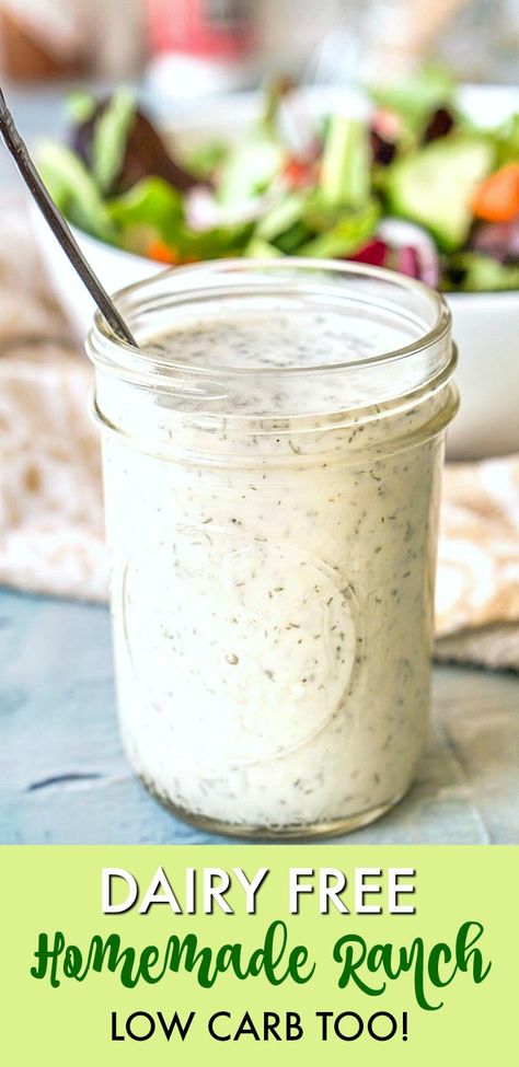 Salads Dressing, Dairy Free Ranch, Dairy Free Ranch Dressing, Dairy Free Dressing, Smoothie Bowl Vegan, Ranch Dressing Recipe Homemade, Df Recipes, Vegan Ranch Dressing, Low Carb Granola