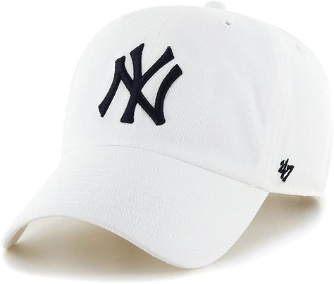 '47 Brand MLB NY Yankees Clean Up Cap - White, $25.46 Ny Cap, Yankee Hat, New York Yankee Hat, Yankees Cap, Yankees Hat, Yankees Logo, Cap White, Baseball Caps Mens, Ny Yankees