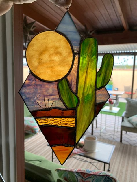 Southwest Stained Glass Designs, Southwestern Stained Glass Patterns, Stained Glass Western Patterns, Desert Stained Glass Patterns, Southwest Stained Glass Patterns, Cactus Stained Glass Patterns, Southwest Fused Glass Designs, Plant Stained Glass Patterns, Stainglass Ideas