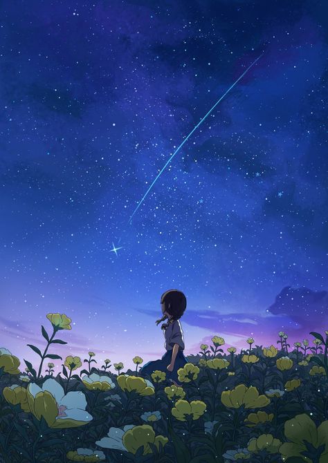 Ethereal Illustration Art, Scene Illustration, Sky Stars, Cool Wallpapers Cartoon, Girly Art Illustrations, Digital Art Anime, Dreamy Art, Anime Scenery Wallpaper, Girls Cartoon Art