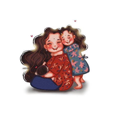 The first love of everyone in this world. 🌍💖 Indian Mom Illustration, Relatable Mom, Indian Illustration, Girl Cartoon Characters, Hugs Kisses, Hams, Beauty Art Drawings, Comic Art Girls, Indian Folk Art