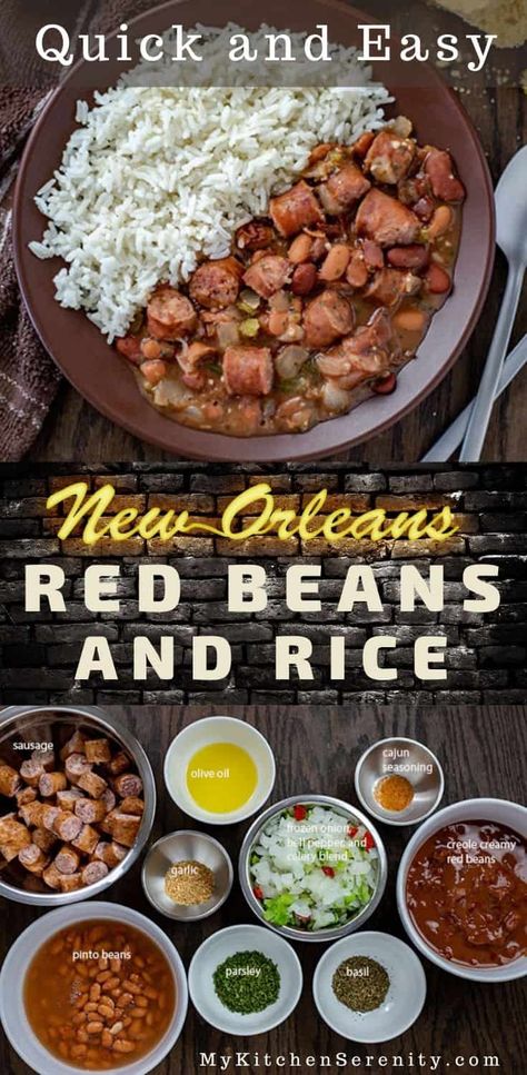 Red Beans And Rice Recipe Quick, Creole Red Beans, Easy Red Beans And Rice Recipe, Easy Red Beans And Rice, Red Beans And Rice Recipe Easy, Rice With Sausage, Red Beans Recipe, Red Beans And Rice Recipe, Red Beans N Rice Recipe