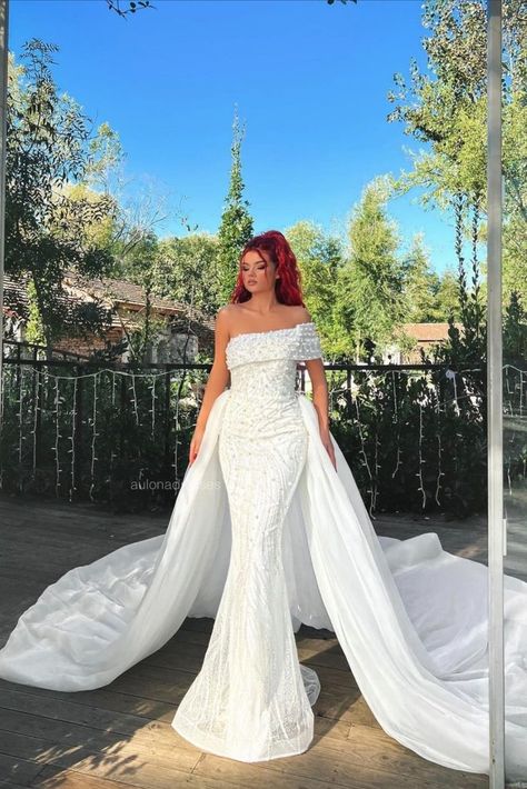 Mermaid One Shoulder Wedding Dress Wedding Dress One Shoulder, Removable Skirt, Shoulder Wedding Dress, Dress One Shoulder, Skirt For Women, Wedding Gowns Lace, Mermaid Wedding, Dress First, Mermaid Wedding Dress