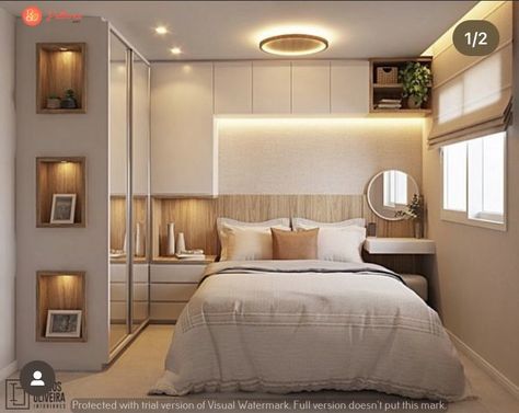 Multi-Functional Furniture for Small Bedroom Spaces Hacks For Small Bedrooms, Small Modern Bedroom, Bedroom Built Ins, Small Bedroom Interior, Bedroom Decoration Ideas, Small Bedroom Furniture, Bedroom Cupboard, Condo Interior, Bedroom Cupboard Designs