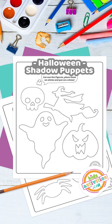 Halloween Shadow Puppets, Halloween Nursery Rhymes, Inexpensive Halloween Costumes, Halloween Shadow, Halloween Activities Preschool, Candy Coloring Pages, Fun Stem Activities, Puppets For Kids, Halloween Preschool